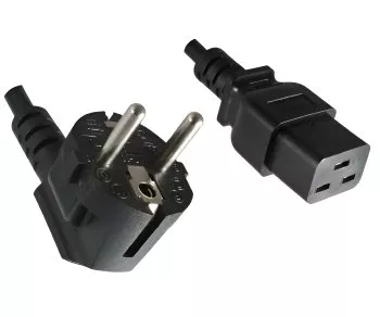 Power Cord CEE 7/7 90° to C19, 1,5mm², VDE, black, length 5,00m